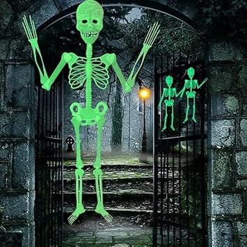 Paaroots Hanging Glow in The Dark Halloween Skeleton for Haunted House Yard, Outdoor Halloween Party, Haunted House Theme Party Celebration. Skeleton for Halloween Decorations