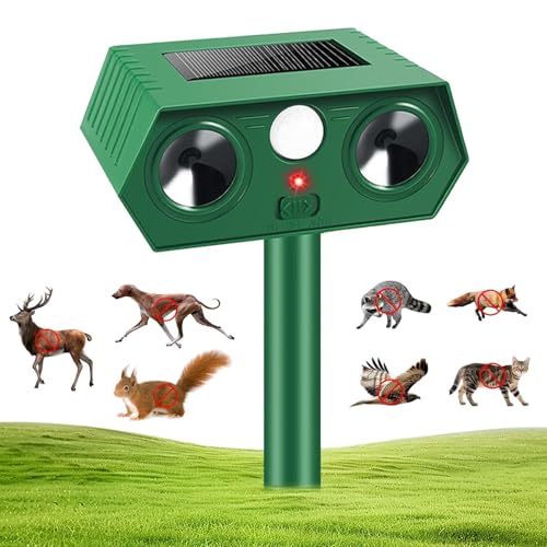 Katzenschreck für Garten, Ultraschall Marderschreck mit PIR-Bewegungssensor, Solar Katzenabwehr Wasserdicht für Gegen Katzen, Marder, Hunde, Vögel