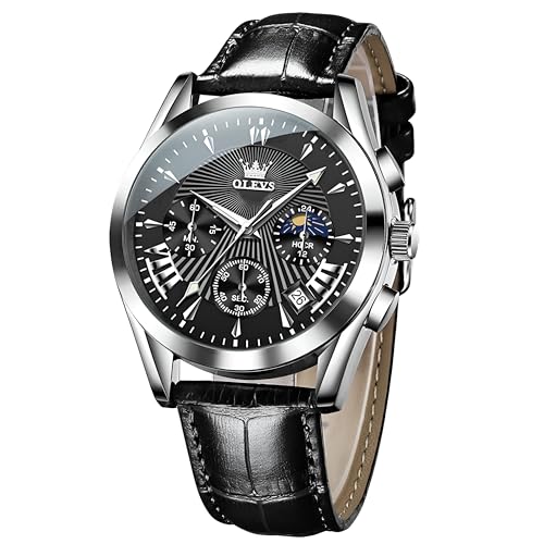 Opiniones de Reloj de Pulso para Hombre al mejor precio. 42 Shoonlo Reloj Hombres de Vestir, Relojes de Pulso para Hombre, Reloj Caballero Cuero Elegante, Reloj Analogico Hombre de Cuarzo Resistente al Agua, Luminoso (Negra)