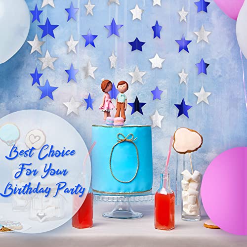 Image of Patelai Glitter Star Garland Banner 2026 Party Decor 130 Feet Star Hanging Streamers Twinkle Backdrop for Classroom Birthday Graduation Wedding Supplies(Ocean Blue, Glitter Silver)