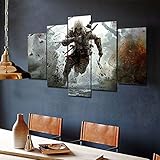  YUANJUN 5 Pieces Toile Tableau Tableaux Deco Murale Salon Moderne Imprimé Toile Intissee Decoration Photo Image Artistique Photographie Assassin\'s Creed