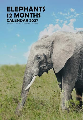 Calendario de elefantes 2027 A3 de pared con espiral y fotos a color