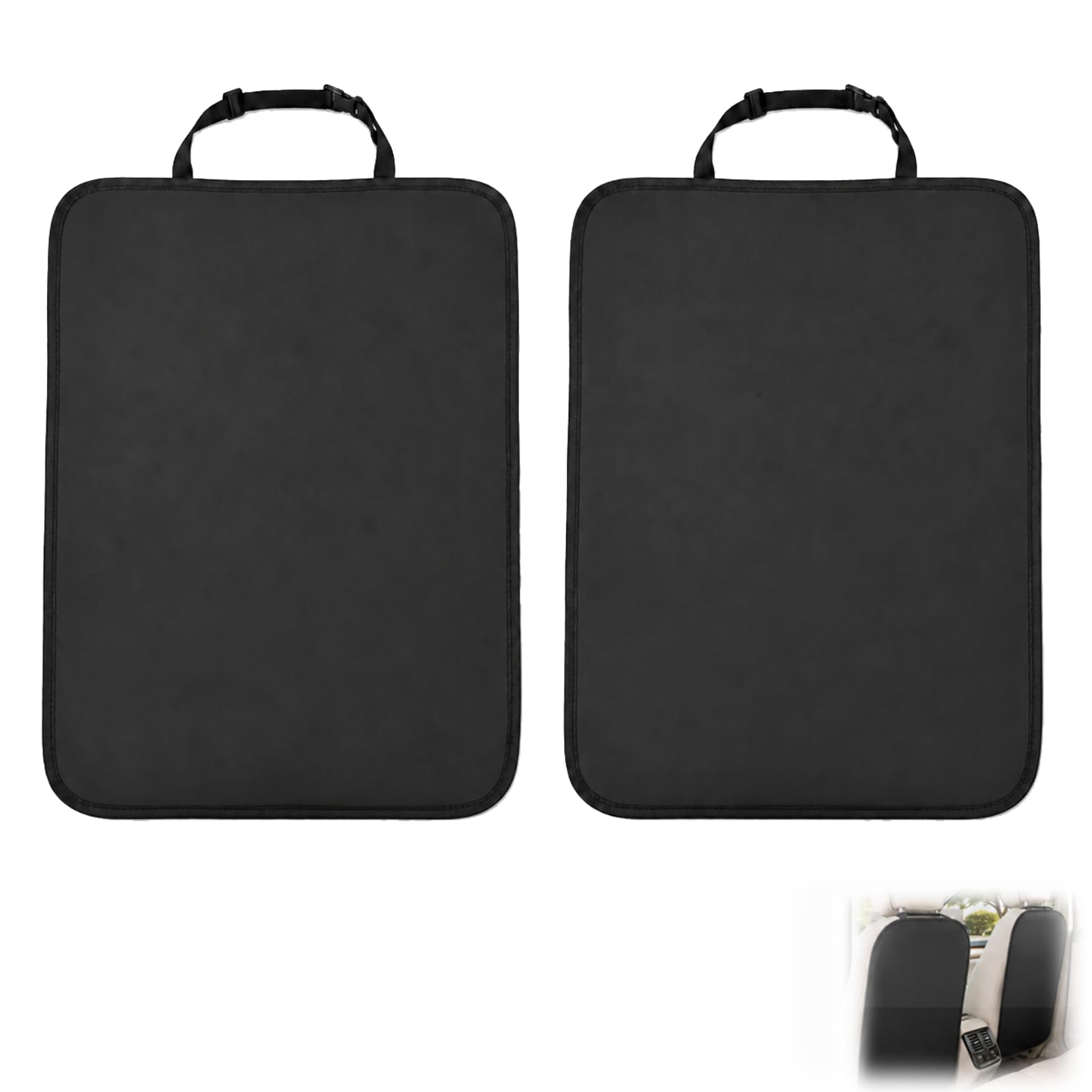 2 Pcs Car Seat Back Protector, Waterproof Oxford Fabric Kick Mats Back Seat Protector with 2 Mesh Storage Pockets, Anti-Kick Car Seat Organiser for Kids, Universal Fit for SUV, Truck, Cars (Black)