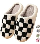 HIPINISS Checkered Slippers House Slippers for Women Men Funny Fluffy Slippers Memory Foam Womens...