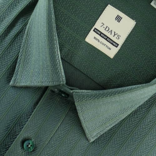 Image of 7-DAYS Men's Premium Formal Shirts - Regular Fit, Full Sleeve, 100% Pure Cotton, Self-Design, with Pocket - Stylish Office Shirts for Men