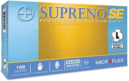 Micro Flex SU690L Supreno - Guantes de nitrilo sin polvo, grandes (MFXSU690L) Categoría: Guantes médicos de nitrilo