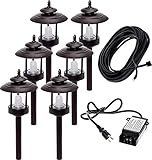 Westinghouse 6 Pack 100 Lumen Low Voltage LED Pathway Light Landscape Kit w/ Transformer & Cable (Br