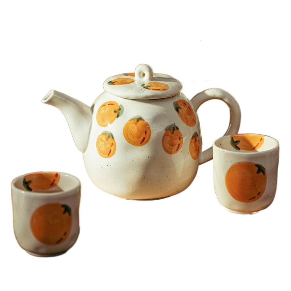 Ensemble de thé en céramique imprimé avec théière et Tasse à thé de Style Japonais 5 pièces Ensemble de thé en poterie rétro