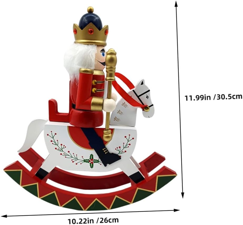 Christmas Nutcracker Ornament Wooden Nutcracker Soldier Figurine Large Traditional Red Wood Doll Desktop Decoration for Christmas Home Party