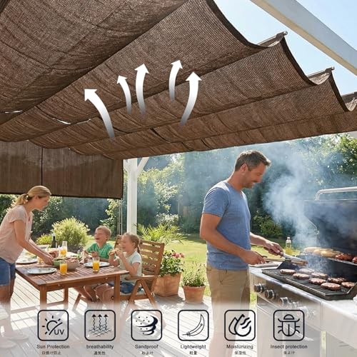 Auvent ondulé rétractable maille HDPE pare-soleil terrasse 18m