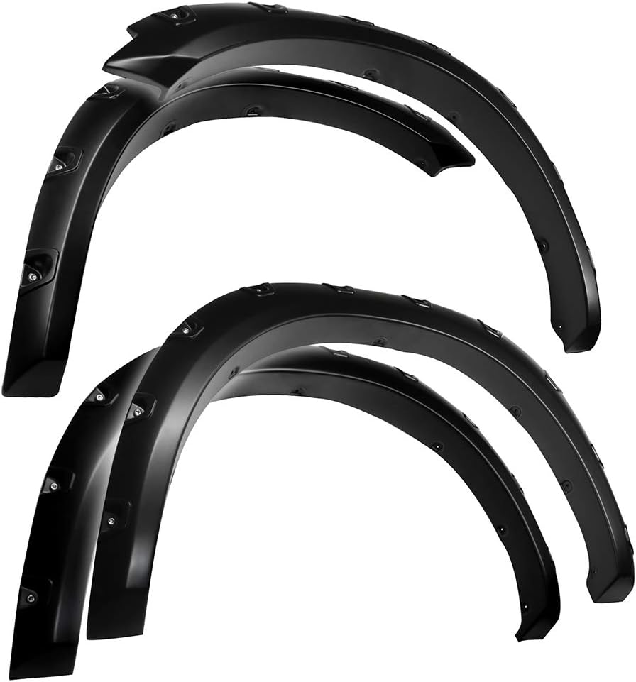Tyger Auto Fender Flare Compatible with 2009-2018 Dodge Ram 1500; 2019-2024 Classic (Not fit R/T Rebel Warlock), Smooth Textured Black Paintable Bolt-Riveted Style 4pc | TG-FF8D4148