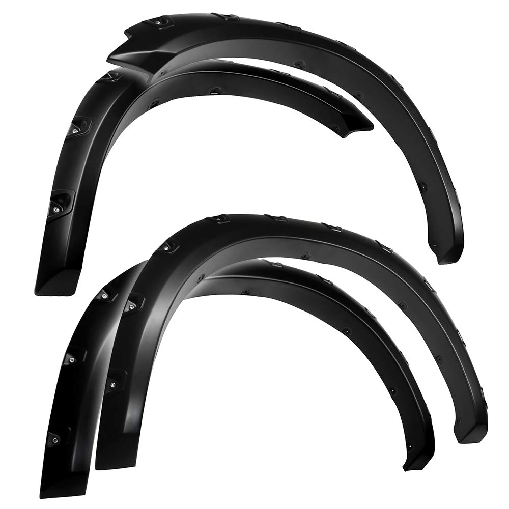 Tyger Auto Fender Flare Compatible with 2009-2018 Dodge Ram 1500; 2019-2024 Classic (Not fit R/T Rebel Warlock), Smooth Textured Black Paintable Bolt-Riveted Style 4pc | TG-FF8D4148