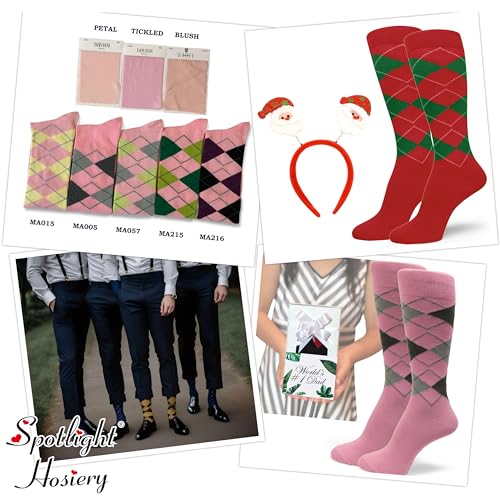 Spotlight Hosiery Men's/Groomsmen Gifts Wedding Argyle Dress Socks (One Size 10-13 & XL Extra Large Size 14-16)3