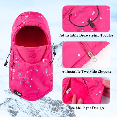 Labeol Kids Balaclava Ski Mask, Winter Windproof Thick Warm Fleece Face Cover with Adjustable Zippers for Boys Girls2