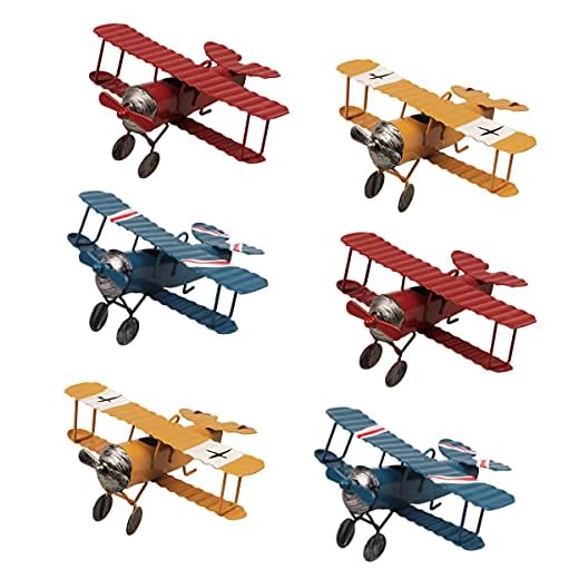 YIYA 6 PCS Metal Airplane Decoration Hanging Airplane Ornament for Boys Room Photo Props Desktop Decoration Office Bedroom Home Decoration, 3 Colors