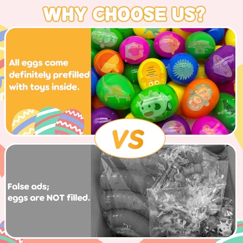 Coneatness 240 Pcs Prefilled Easter Eggs and Toys, 120 Eggs Pre Filled with 120 Toys inside, Easter Basket Stuffers Party Favors Prizes for Kids by Coneatness - Used condition - Image 2