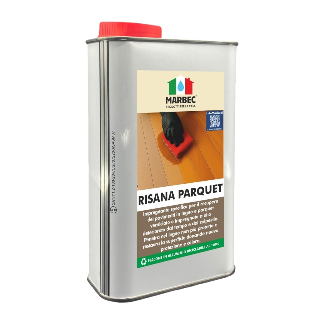 MARBEC RISANA PARQUET 1LT Impregnante Rigenerante per Pavimenti Usurati in Legno Verniciati e ad Olio