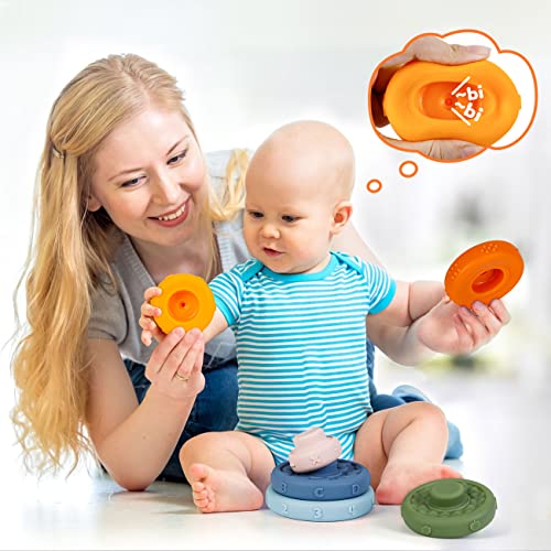 Edujoy Baby Toys 6 To 12 Months, Stacking Rings Soft Toys Baby Teethers, Neutral Baby Stuff 10 9 8 7 6 Month Old Baby Easter Gifts For Boy Girl 3-6 Months, Infant Teething Toys For Babies 6-12 Months #TOP3