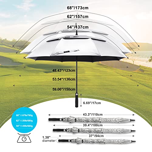 Gonex 62 Inch Silver Extra Large Golf Umbrella, Automatic Open Travel Rain Umbrella With Windproof Water Resistant Double Canopy, Oversize Vented Umbrellas For 2-3 Men And Uv Protection, Black #TOP4