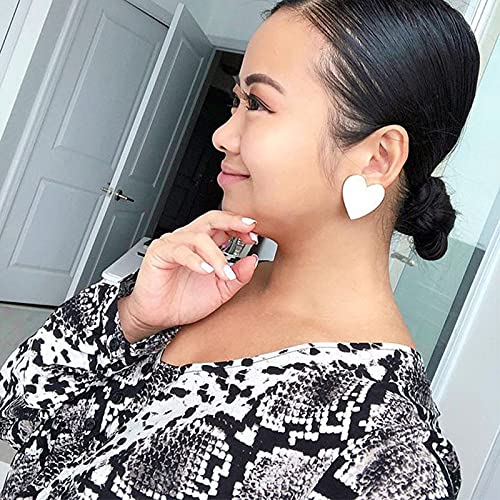 Heart Romance Enamel Big Statement Stud Earring Colorful Minimalism Geometric Jewelry Idea Gifts for Mom Lover Friends Women4