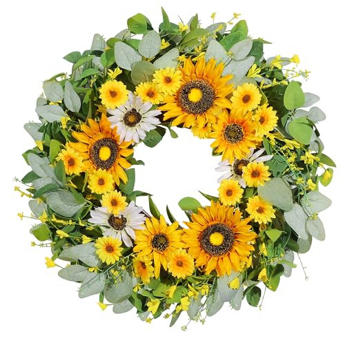 24' Sunflower Wreaths for Front Door, Greenery...