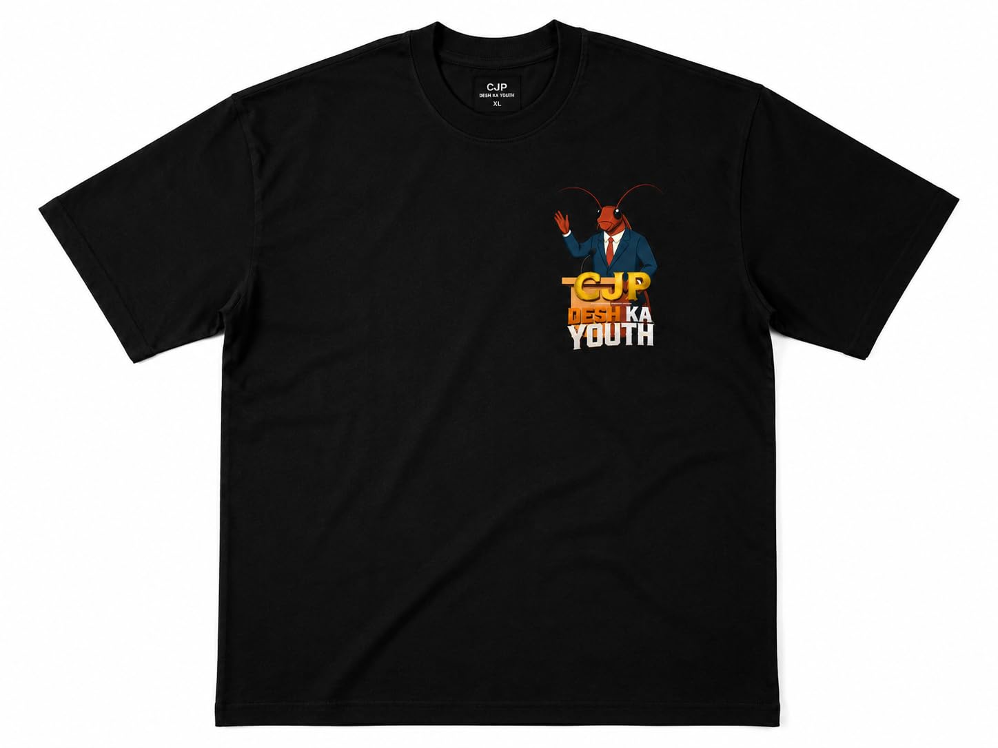 Cockroach Janta Party Graphic Oversized T-Shirt, Black, CJP Desh Ka Youth Print, Hum Nahi Darte (in, Alpha, S, Plus, Black, Half Sleeve) 4