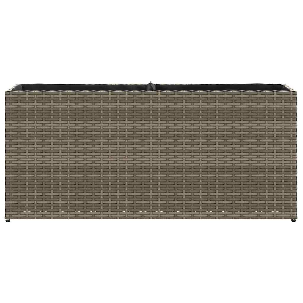 Donice ogrodowe z 2 wkladami, sztuki, szare 90x20x40 cm, rattan PE na balkon taras, ze stali proszkowo, do kwiatów roslin, zestaw 2 skrzynki