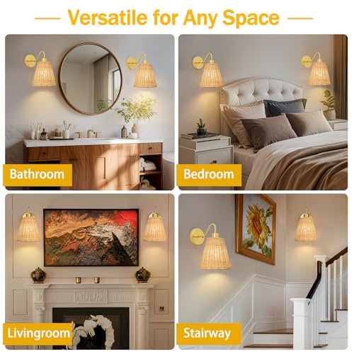 Image of Vintage Battery Operated Wall Sconce with Flower lampshade,Rechargeable Battery Powered Wall Light with Remote Control with 15 Colors for Room Decor