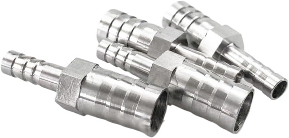4mm 6mm 8mm 10mm 12mm 14mm 16mm 20mm 2 Two Way Straight Hose Barb 304 Stainless Steeel Barbed Pipe Fitting Reducer Connector(12mm-14mm)