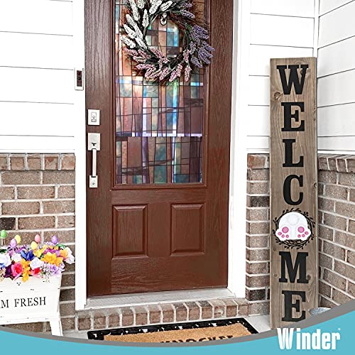 Winder Welcome Sign For Front Door Porch Farmhouse Outdoor Indoor Rustic Interchangeable Vertical Wall Decor Wooden Hanging Accessories Home Decorations(Natural) #TOP5