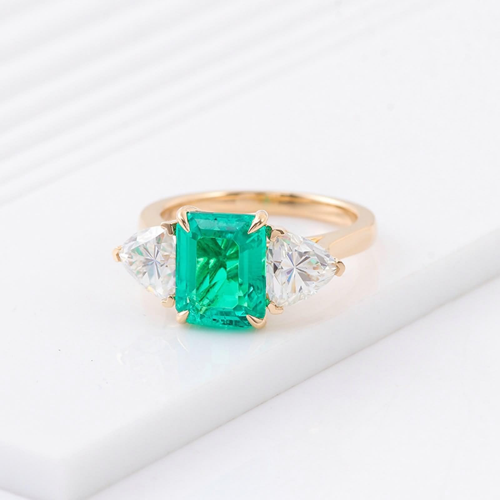 Anillo vintage, anillos para mujer con 1/2/3 quilates cuadrado de moissanita, oro amarillo, regalo de cumpleaños para mujer