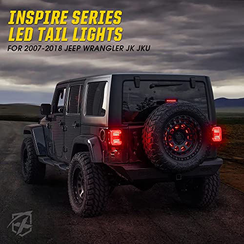 Image of Xprite C-Shape LED Tail Lights Compatible with 2007-2018 Jeep Wrangler, CLR | Signal /Brake /Reverse /Running Light, 30W Super Bright, IP67 Waterproof, DOT Approved, Plug N Play