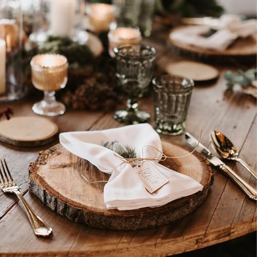 MEIDIV 2 Pcs Log Slice Cakestand 30-31cm, Large Wood Slices for Crafts, Rustic Wood Circles, Wooden Cake Stand for Wedding, Serving Platter Grazing Board, Table Centerpiece Wedding Decor - Image 2