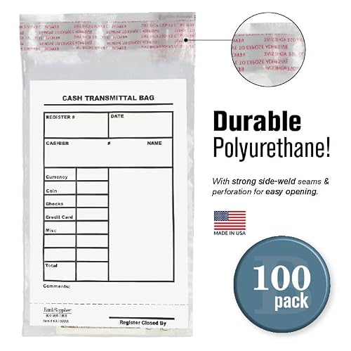 BankSupplies Cash Transmittal Bags | Tamper Evident | 6W x 9H | Case of 100 | Clear Polyurethane Film & Side Weld Seams | Audit Friendly | For Currency, Coin, Checks & Receipts - Thumbnail 3