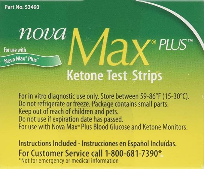 Nova Max Plus Ketone Test Strips 10 Count, (40 Total)