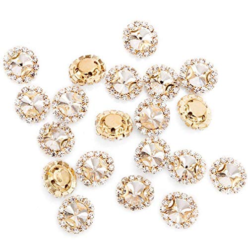Premium Crystal Rhinestone Stitching,50Pcs Bright Flat Back Beaded Buttons With Diamonds,Diy Craft Is Great For Clothing,Clothing,Bags,Shoes,Dresses,Wedding Party Decoration(Clear) #TOP1