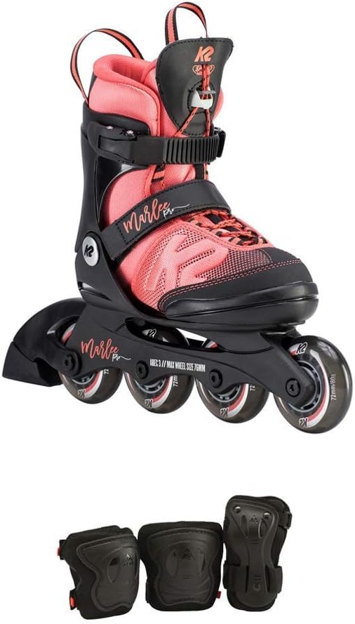 K2 Skate Youth Marlee Pro Pack Inline Skates, Black/Coral : Sports & Outdoors