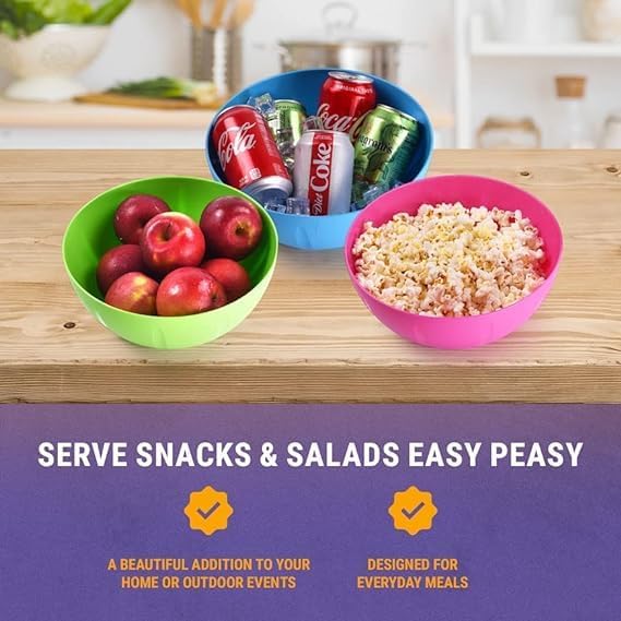 YBM HOME 10-Inch Plastic Serve Mixing Bowl for Everyday Meals can hold 120 oz, 3.75 qt. Ideal for Cereal, Snacks, Popcorn, Salad, and Fruits, Microwave Safe, Forsty White - Image 5