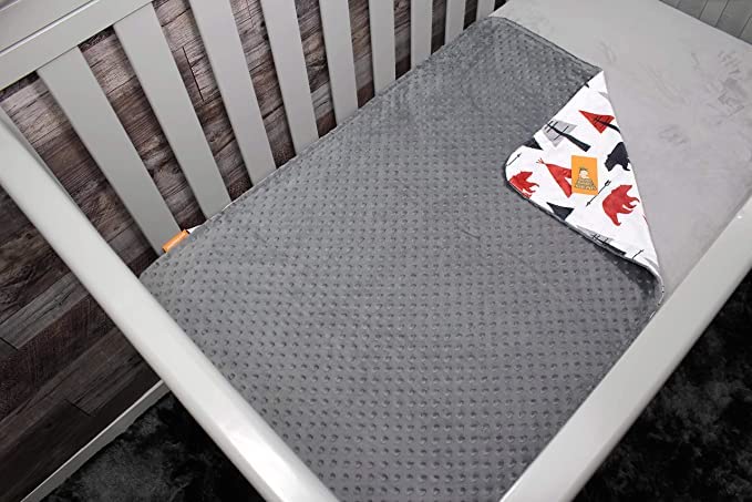 Image of Dear Baby Gear Bears Deluxe Baby Blanket - Double Layer, Milestone & Newborn Gifts for Girls and Boys - Red, Black Bears, Geometric Trees, Arrows, Tent with Gray Dot - 40 inch x 30 inch