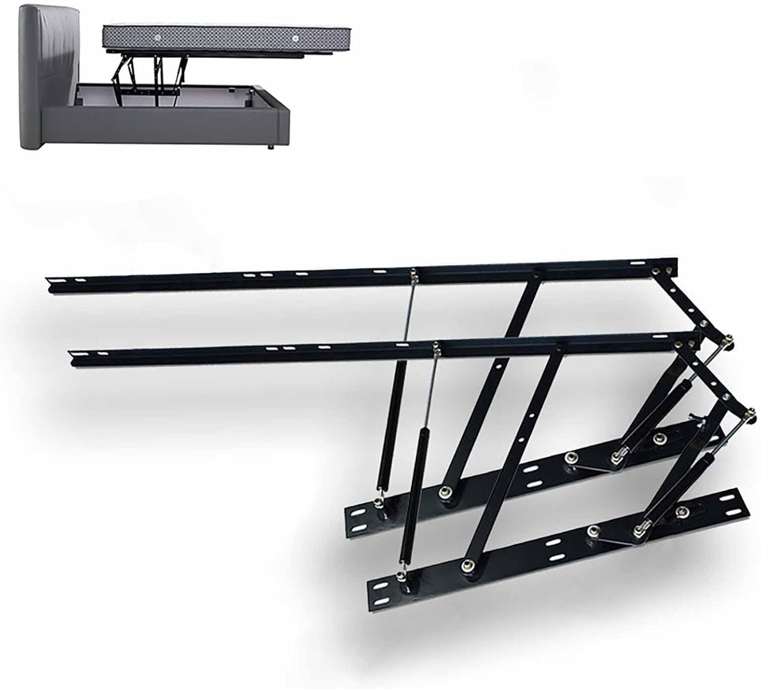 Balance Storage Bed Lift Mechanism Kit, Tatami Gas Spring Bed Storage Lift Hydraulic, Gas Hydraulic Strut Stay Lift Hinge for Bed Box Cabinet, Sofa Recliner or Bed with Bed Box(Applicable to 1.8m bed)