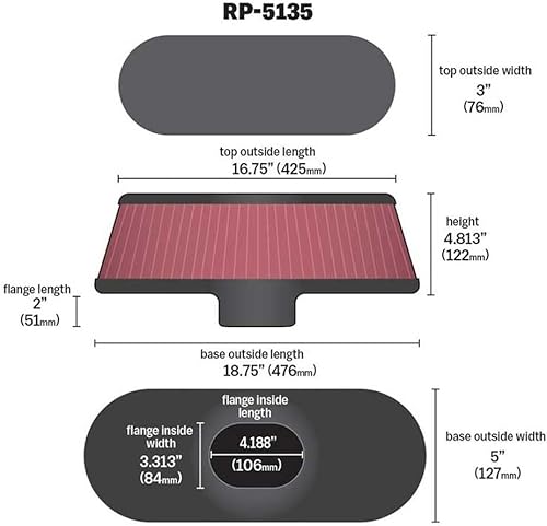Miniatura 2 de K&N Filtro de aire universal - Fibra de carbono Superior y Base: Alto rendimiento, Premium, Lavable, Filtro de motor de repuesto: Altura del filtro: