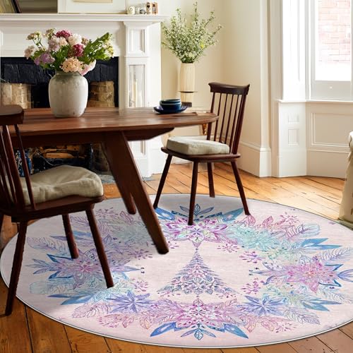 Tapis de sol bleu à fleurs pour réchauffer votre salon cet hiver moderne