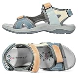 Zelaprox Women Comfortable Walking Sandals with Arch Support Hiking Sandals Casual Summer Athletic Sandals for Outdoor with 3 Adjustable Hook and Loop Strap
