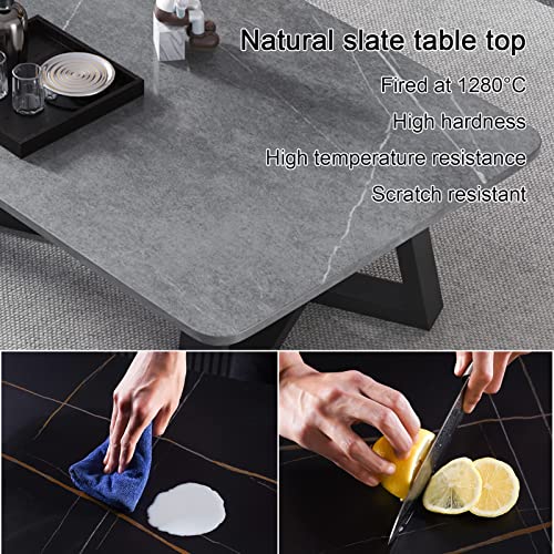 Jkghk Coffee Table Rectangle Slate End Table, Modern Accent Sofa Side End Table,Sturdy Metal Frame, Easy Assembly,For Living Room Balcony Office (Color : Gray, Size : 130X70Cm/51.1X27.5In) #TOP3