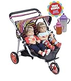Twin Jogger DOLL Stroller with Diaper Bag (Bitty Twins)