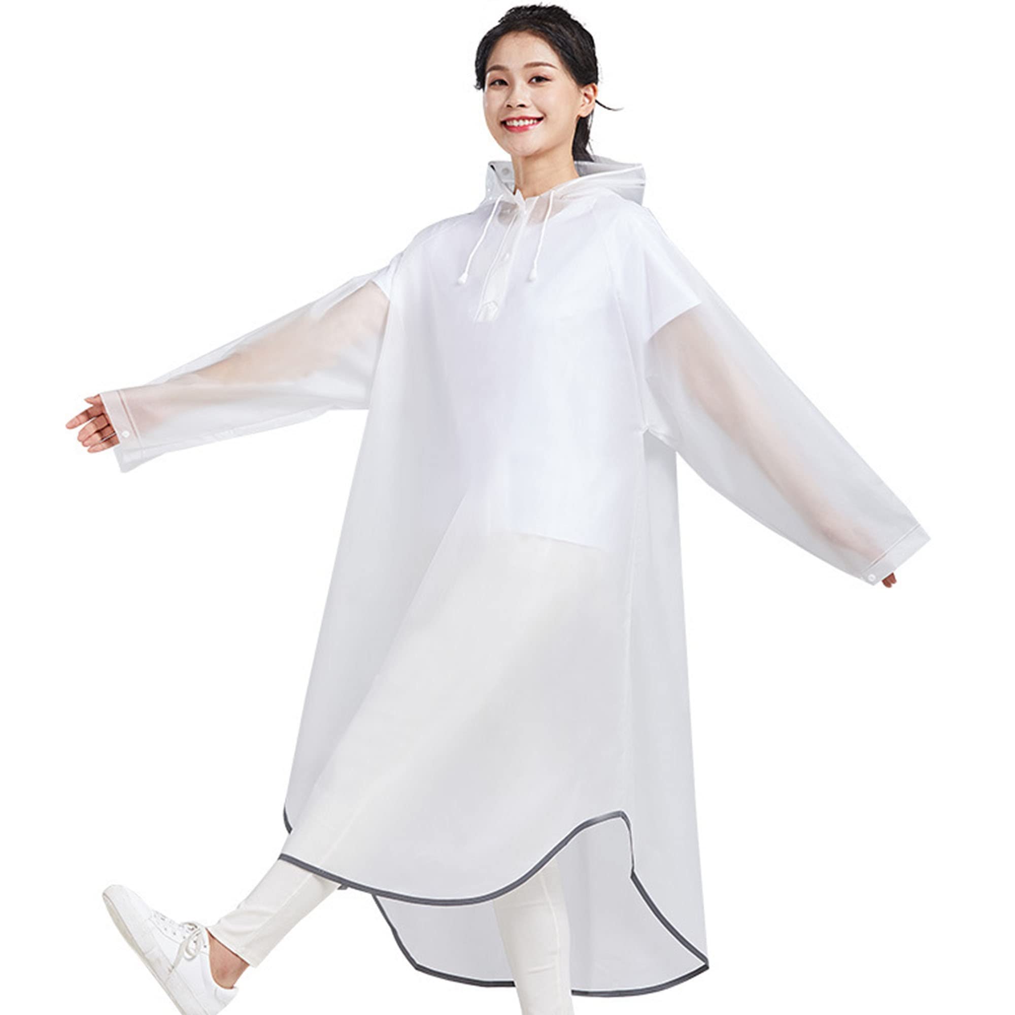 Poncho de Pluie Imperméable avec Capuche et Visière à Cordon de Serrage, Imperméable Réfléchissant Hommes Femmes Adultes Cape de Pluie pour Cyclisme Camping Randonnée Pêche