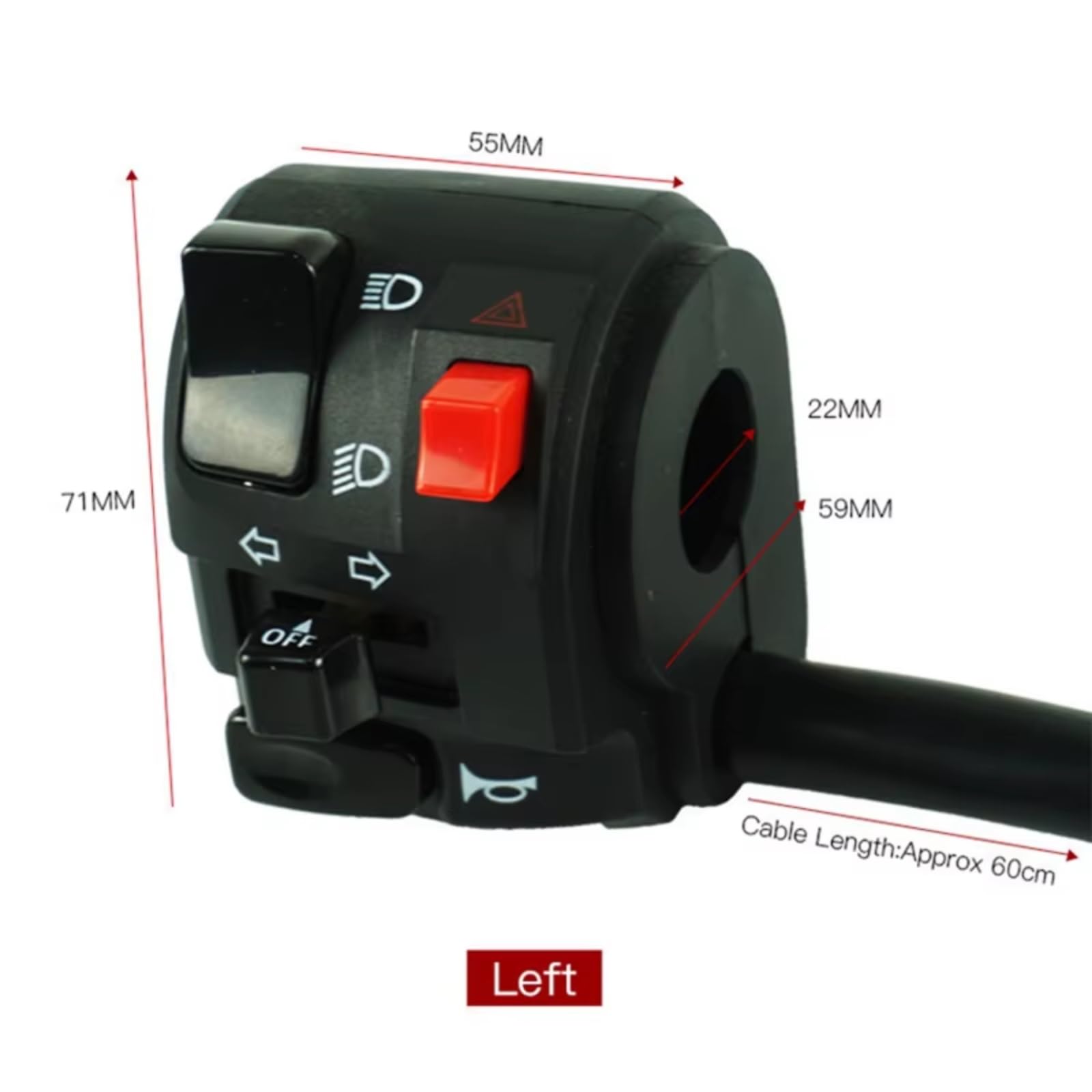Interruttore A Pulsante Sinistro Da 22mm Indicatori Di Direzione Moto Universale Abbaglianti/anabbaglianti Fari Fendinebbia E Indicatori Di Direzione Manubrio Kill Interruttore