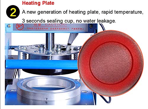 TOPCHANCES 270W Manual Plastic Milk Tea Cup Sealing Machine 300-500 Cups/Hour Electric Coffee Cup Sealer for 180mm Tall &95mm Diameter Cups