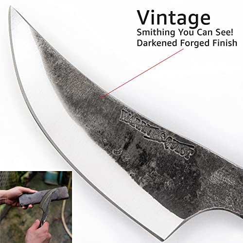 Warriors Quest™ - Gear Grinder Railroad Spike Knife - Hand Forged & Heat Treated Carbon Steel Knife With Premium Tooled Leather Sheath #TOP2