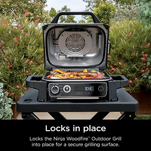 Ninja XSKSTAND Woodfire Collapsible Outdoor Grill Stand, Compatible with Ninja Woodfire Grills (OG700 Series), Foldable, Side Utensil Holder, Weather-Resistant, Black
